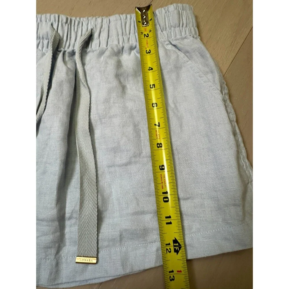 Venroy Linen Mini Skirt Sporty Minimalist 90s Chic Euro Summer Baby Blue XS